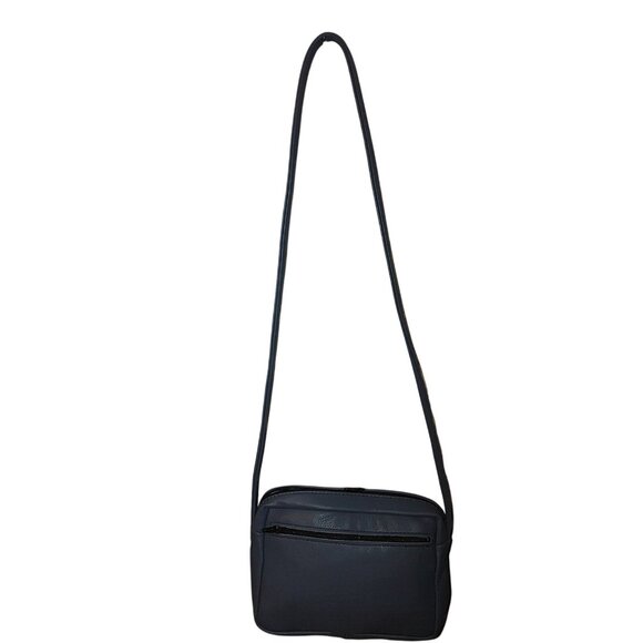 Leather Crossbody Small Blue Bag  Adjustable Strap Multiple Zippered Pockets - Picture 6 of 12